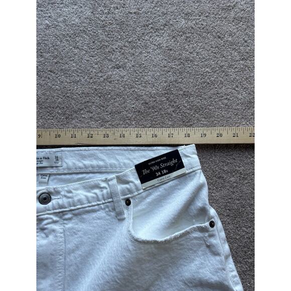NEW Abercrombie & Fitch 32 18s The 90s Relaxed High Rise Curve Love Jeans White - Picture 11 of 12